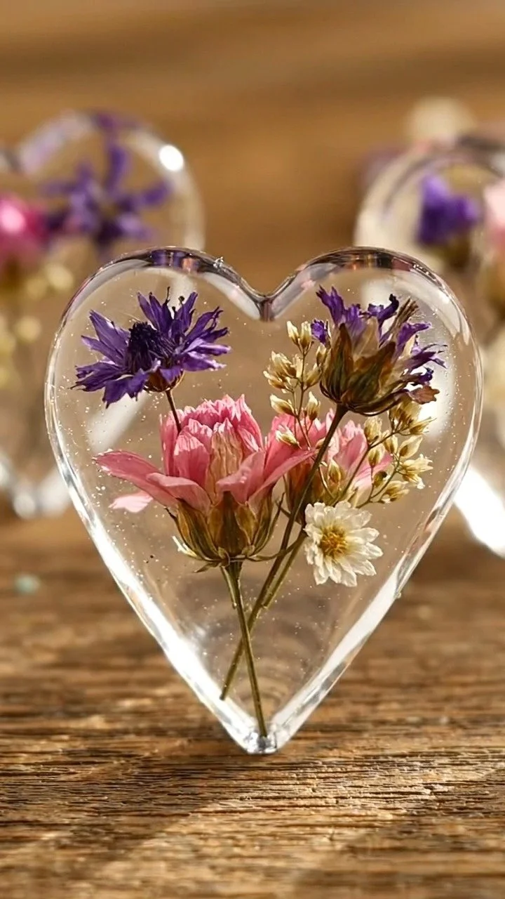 DIY cornstarch glass hearts create smooth translucent shapes ✨ A delicate and elegant handmade craft.