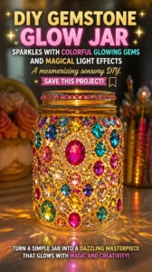 DIY gemstone glow jar sparkles with colorful glowing gems and…
