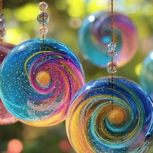 Colorful DIY lava lamp sun catcher made with vibrant materials