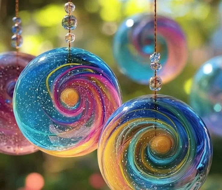 Colorful DIY lava lamp sun catcher made with vibrant materials