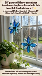 DIY paper roll flower suncatcher transforms simple cardboard rolls into&hellip;
