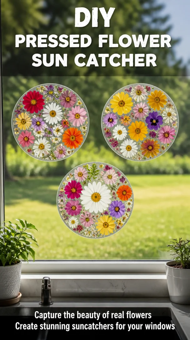 DIY Pressed Flower Sun Catcher