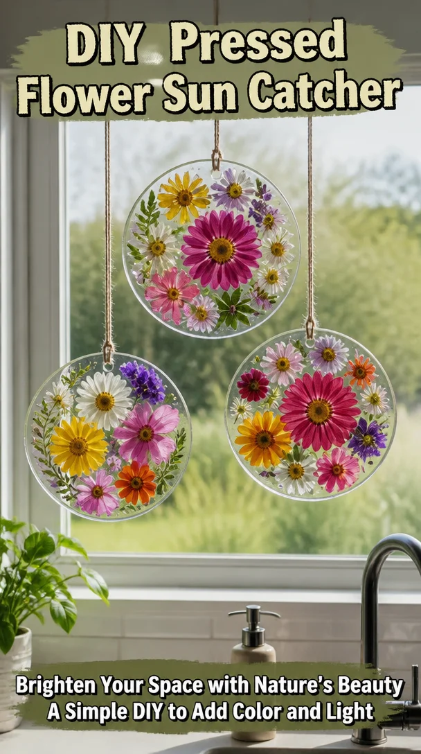 DIY Pressed Flower Sun Catcher