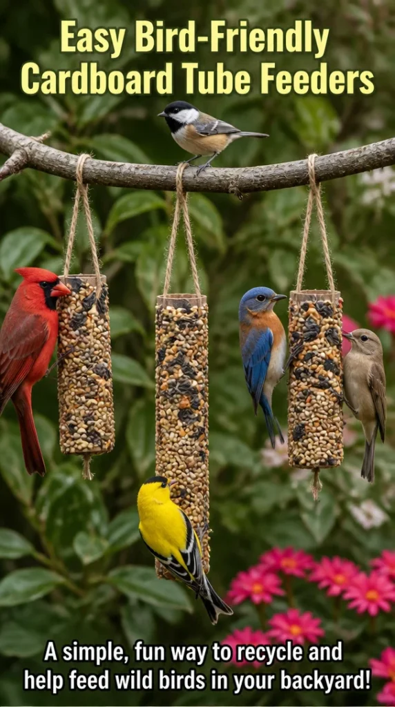 DIY bird-friendly cardboard tube feeders for attracting garden birds