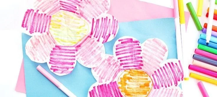 Colorful coffee filter flowers crafted with kids for fun and creativity.