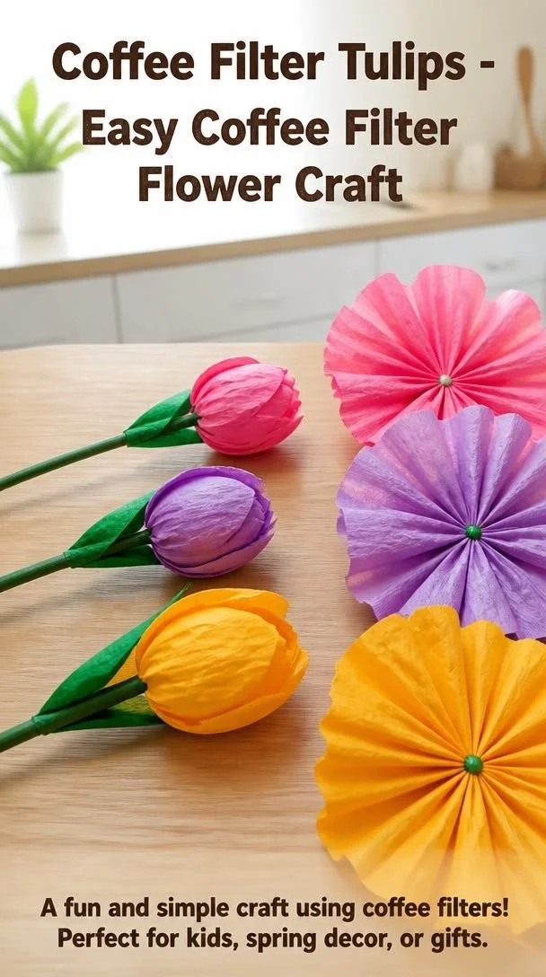 Easy Coffee Filter Tulips - Spring Crafts for Older Kids