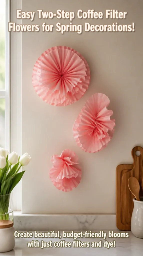 Colorful coffee filter flowers for spring decoration