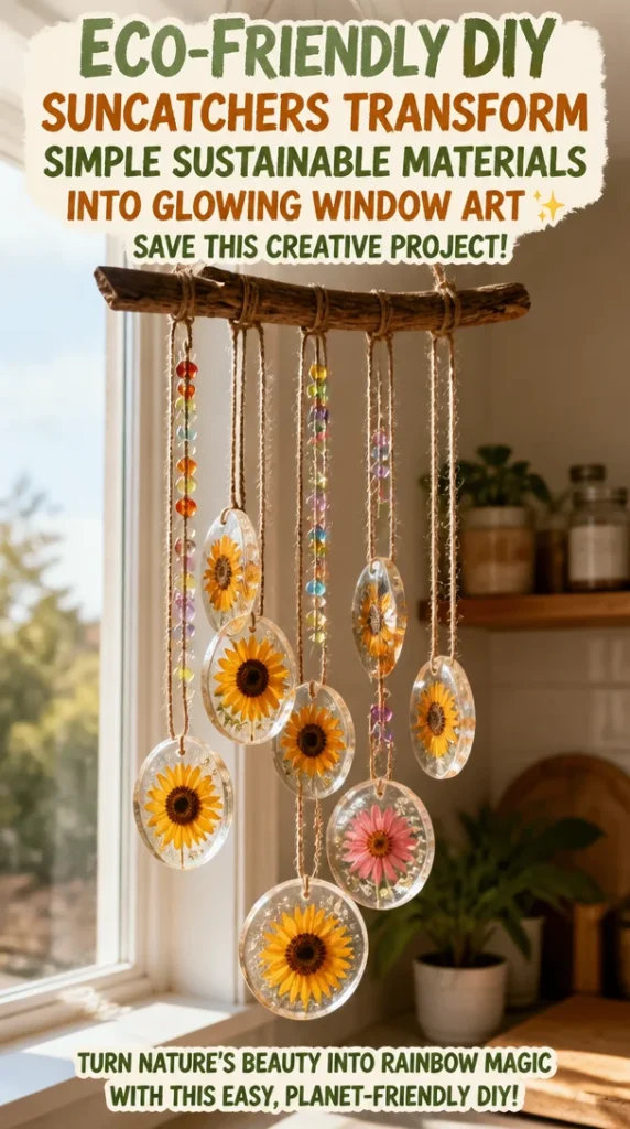 Eco-friendly DIY suncatchers made from sustainable materials for glowing window art.