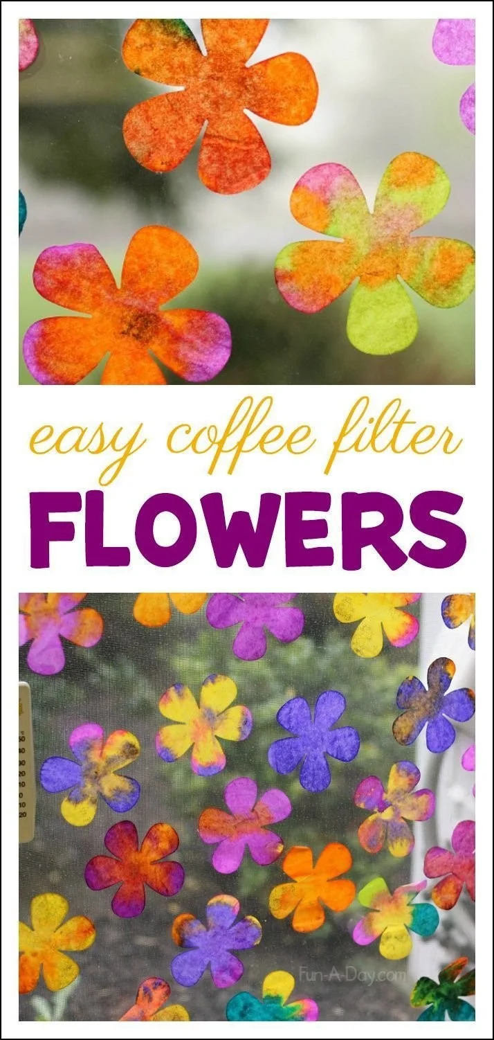Explore science and art concepts with coffee filter flowers - an awesome coffee filter art project for kids #PreschoolAc… | Coffee filter flower crafts for kids, Coffee filter flowers preschool, Coffee filter art preschool