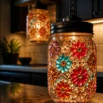 Floral Gem Mason Jar Lantern