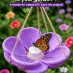Colorful flower butterfly feeder enhances garden beauty and attracts butterflies.