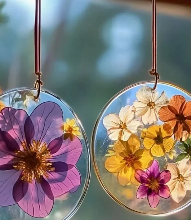 Flower Sun Catchers Made of Clear Glue