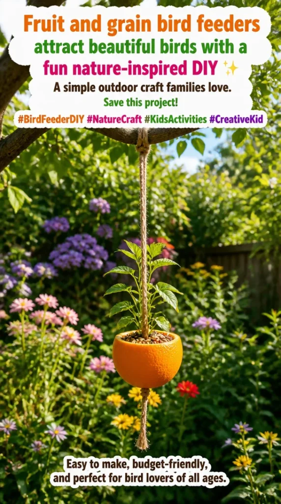 DIY fruit and grain bird feeders attract colorful birds in your backyard