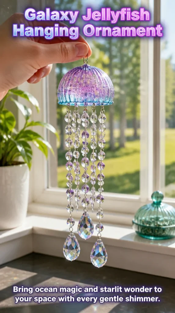 Galaxy Jellyfish Hanging Ornament for cosmic home decor