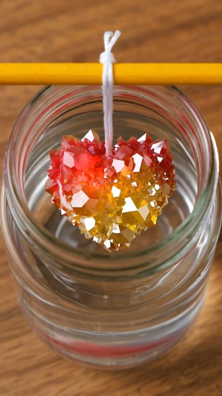 Growing crystal ornaments is pure science magic ✨ Watching crystals slowly form into sparkling shapes is mesmerizing. Save this beautiful DIY! #CrystalOrnaments #CrystalGrowing #KidsScience #STEMFun