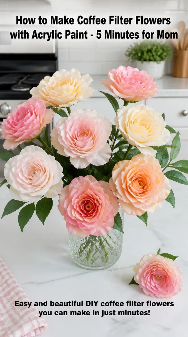 How to Make Coffee Filter Flowers with Acrylic Paint - 5 Minutes for Mom