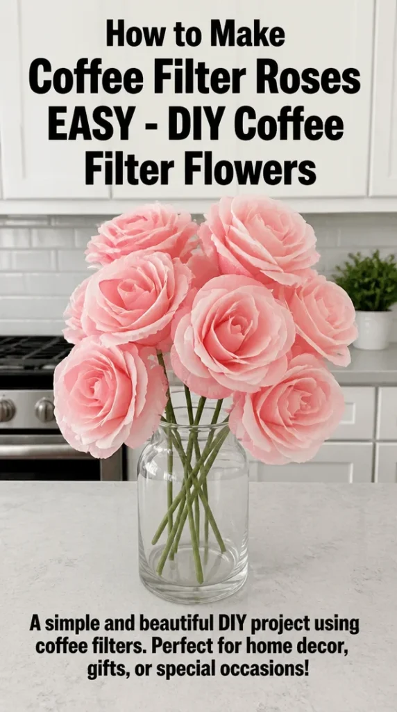 DIY coffee filter roses tutorial for creating beautiful homemade flowers