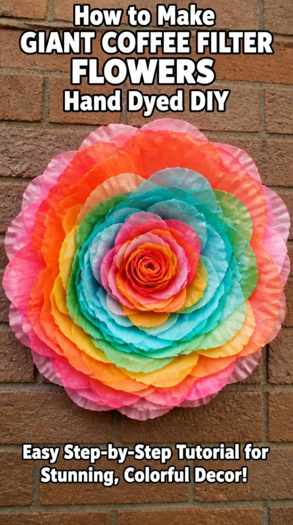 DIY giant coffee filter flowers in vibrant colors