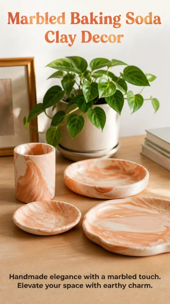 Handcrafted marbled decor made from baking soda clay