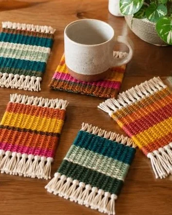 Mini Loom Coasters from Cereal Boxes