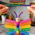 Moving popsicle stick butterfly craft creates colorful fluttering butterflies with&hellip;