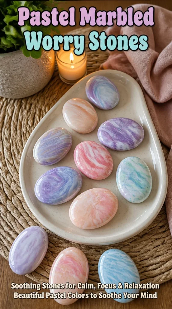 Pastel marbled worry stones for stress relief and relaxation
