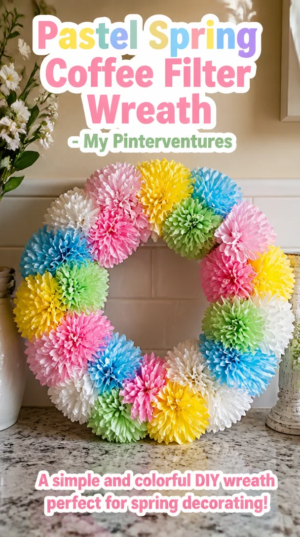 Pastel Spring Coffee Filter Wreath - My Pinterventures