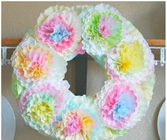 Pastel Spring Coffee Filter Wreath - My Pinterventures