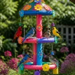 Pool noodle bird feeder for backyard birdwatching and recreation