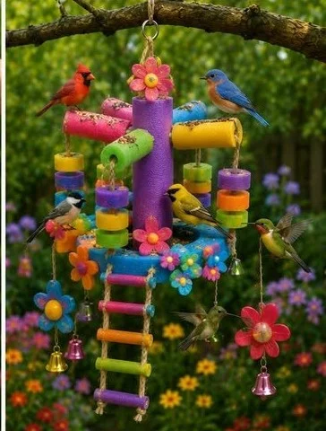 Pool Noodle Bird Playground Feeder
