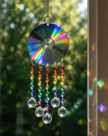 Rainbow CD Dragonfly Sun Catcher