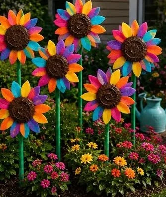 Rainbow Pool Noodle Garden Flowers