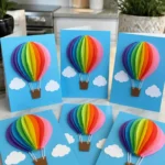 Rainbow Tissue Paper Hot Air Balloon Card