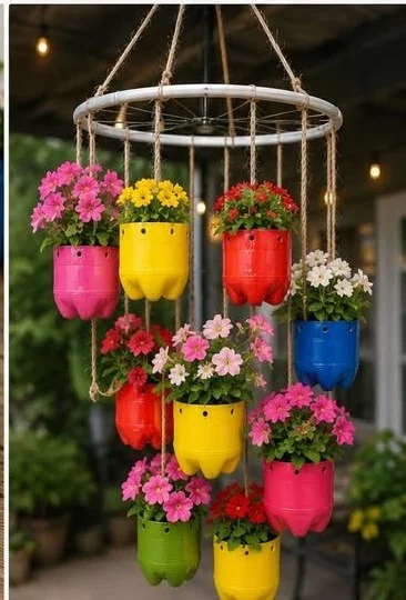 Recycled Bottle Hanging Flower Planter