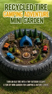 Recycled Tire Camping Adventure Mini Garden