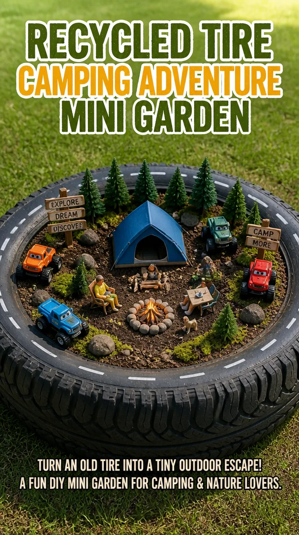 Recycled Tire Camping Adventure Mini Garden