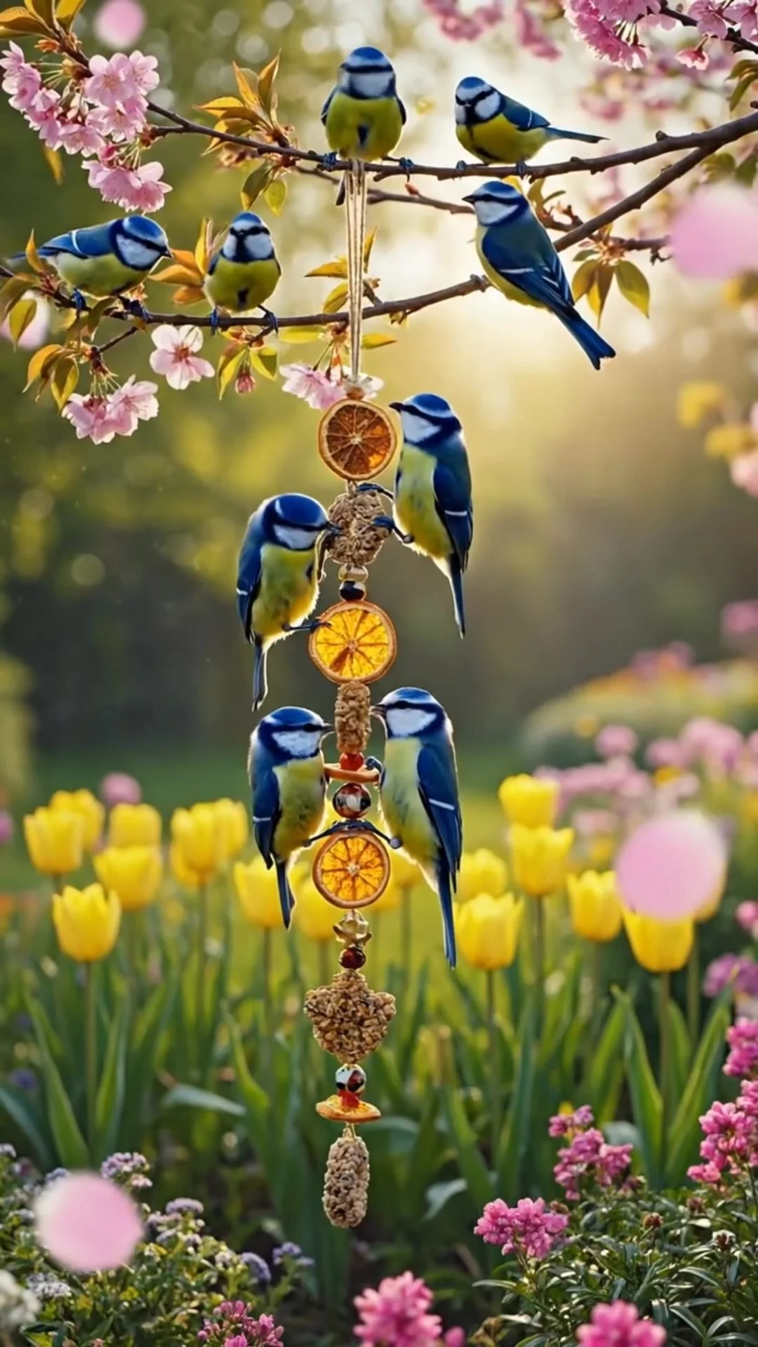 Spring Birdfeeder for Blue Tits