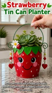 Strawberry Tin Can Planter