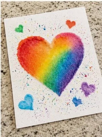 Sugar Water Rainbow Heart Painting