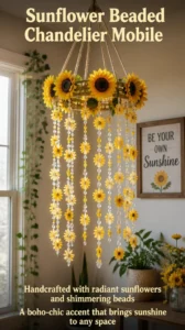 Sunflower Beaded Chandelier Mobile