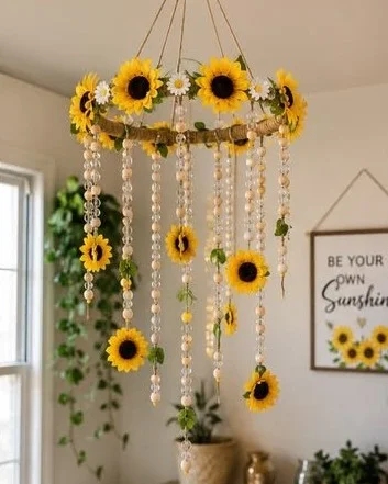 Sunflower Beaded Chandelier Mobile