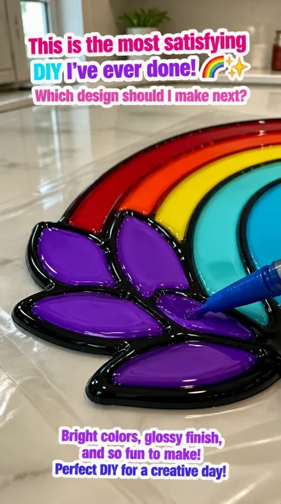 Colorful and satisfying DIY design project showcased with vibrant materials