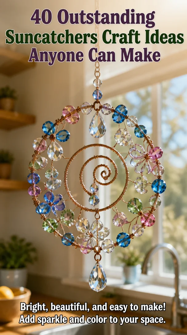Colorful suncatchers craft ideas showcased in a creative display.