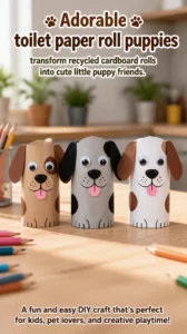 Adorable toilet paper roll puppies transform recycled cardboard rolls into…