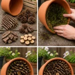 Image of a DIY Bug Hotel made from natural materials for garden biodiversity.