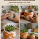 Clay air-dry veined pots that combine beautiful colors in charming&hellip;