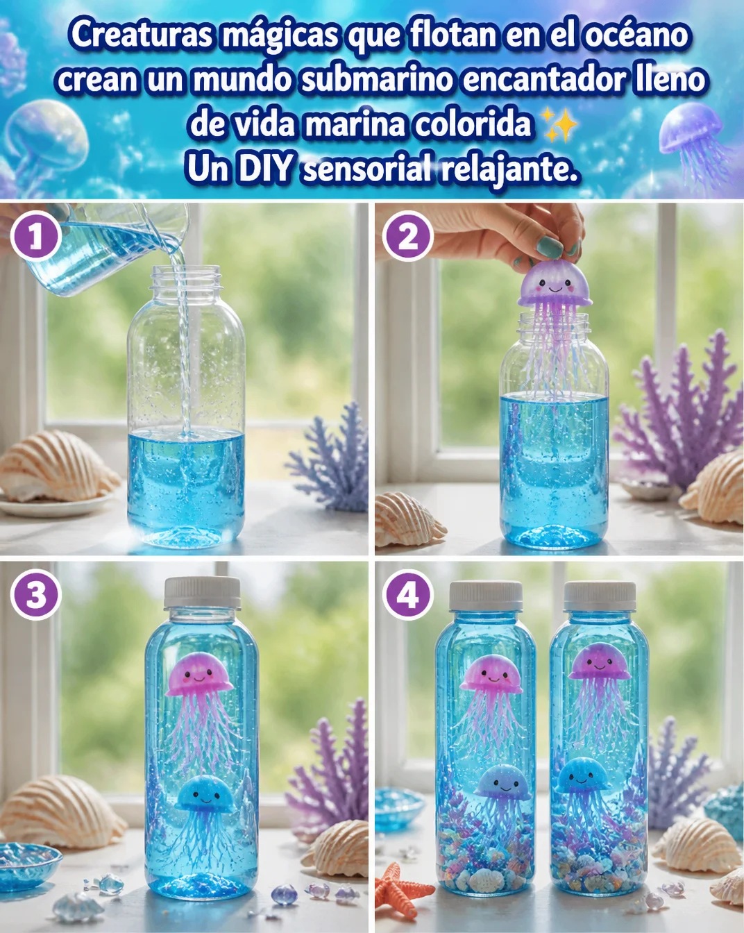 Creaturas mágicas que flotan en el océano crean un mundo submarino encantador lleno de vida marina colorida ✨ Un DIY sensorial relajante.