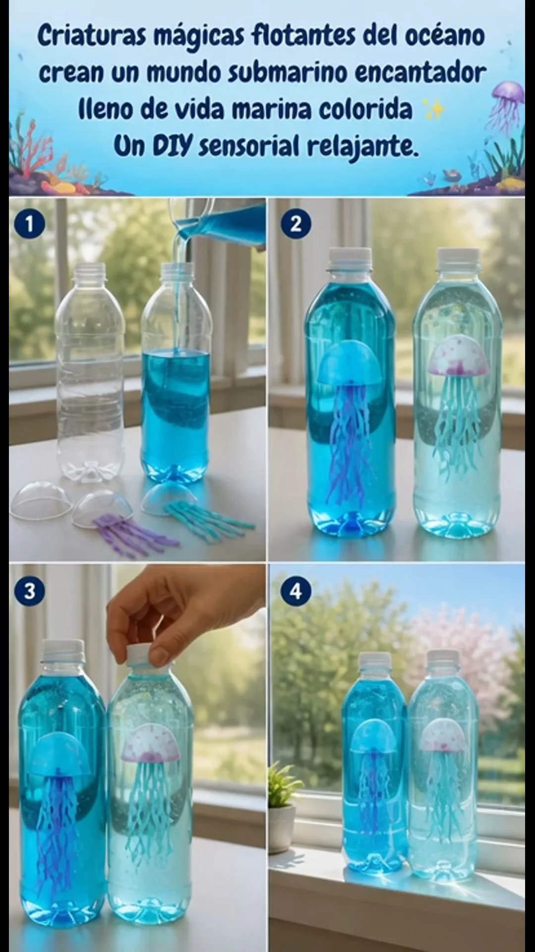 Creaturas mágicas que flotan en el océano crean un mundo submarino encantador lleno de vida marina colorida ✨ Un DIY sensorial relajante.