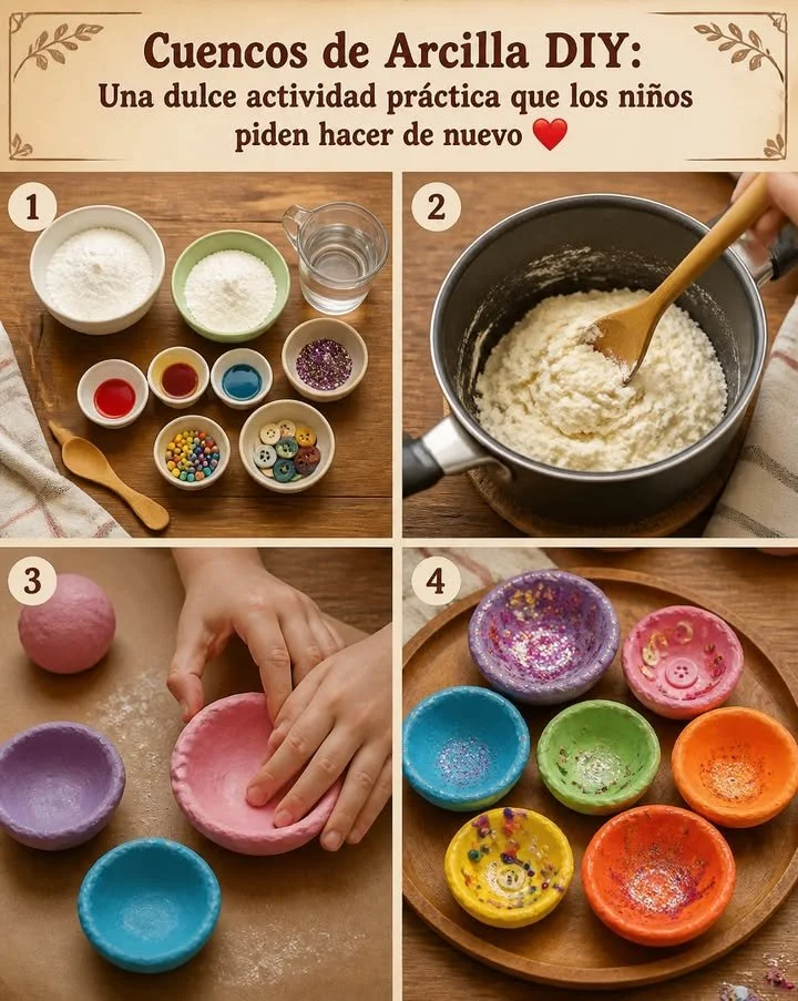 Cuencos de arcilla para hacer en casa: una dulce actividad práctica que los niños quieren repetir ❤️.