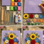 DIY Air-Dry Clay Floral Bouquet Wall Art